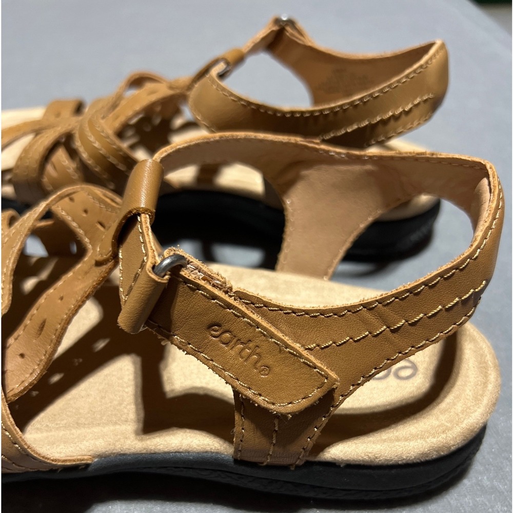 Earth Origins Etsellie Tan Leather Strappy Comfort Sandals Womens 9.5 M Brown - Picture 2 of 12